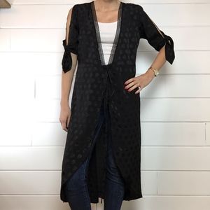 TopShop Black Duster, Kimono Long Line Tie Sleeve